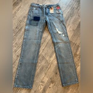 NWT Levi's 511 Slim 30x30 Light Blue Jeans with Distressed/Patchwork Details